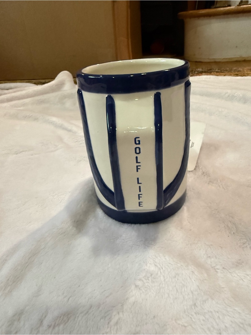 Eccolo White and Navy 'Golf Life' Ceramic Golf Ball Holder